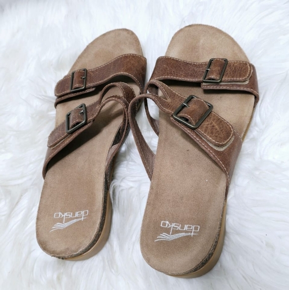 DANSKO Vintage Comfort Wedge Heeled Leather Open Toe Sandals Size 8.5🌴 - Picture 9 of 11